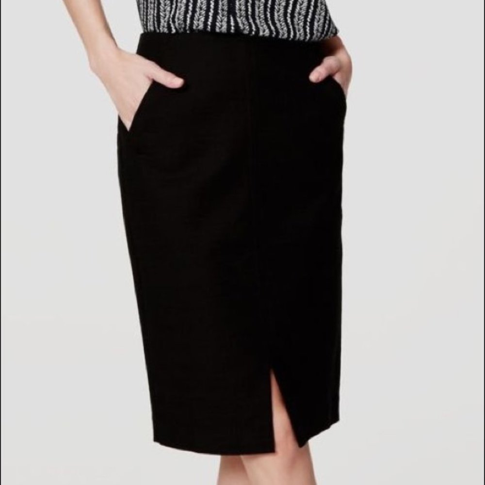 Loft Front Slit Pencil Skirt in Black